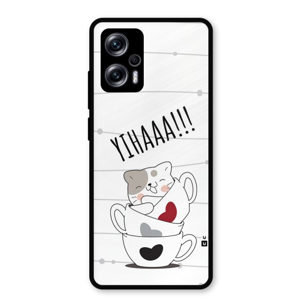 Cute Cat Cup Metal Back Case for Redmi K50i