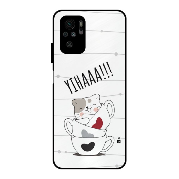 Cute Cat Cup Metal Back Case for Redmi Note 10