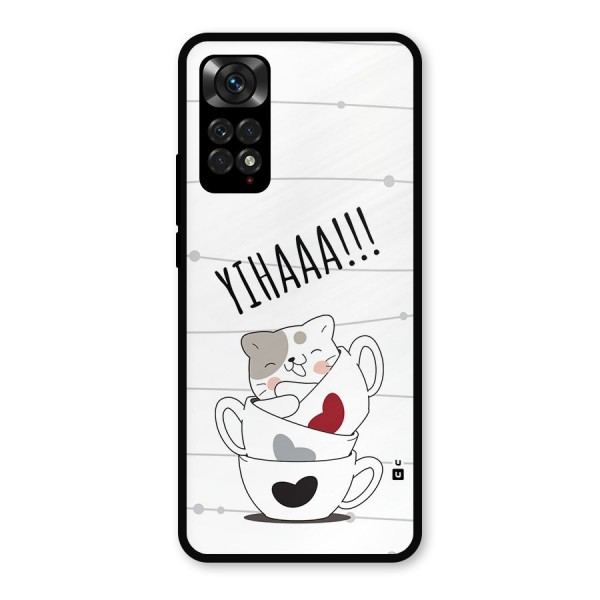 Cute Cat Cup Metal Back Case for Redmi Note 11s