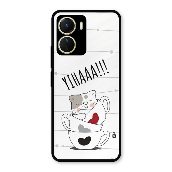 Cute Cat Cup Metal Back Case for Vivo T2x