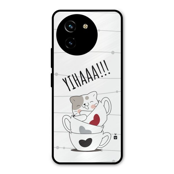 Cute Cat Cup Metal Back Case for Vivo T3x