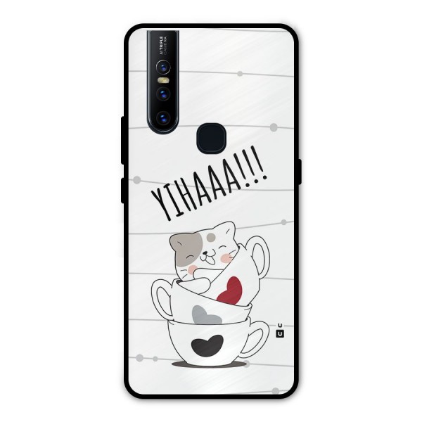 Cute Cat Cup Metal Back Case for Vivo V15