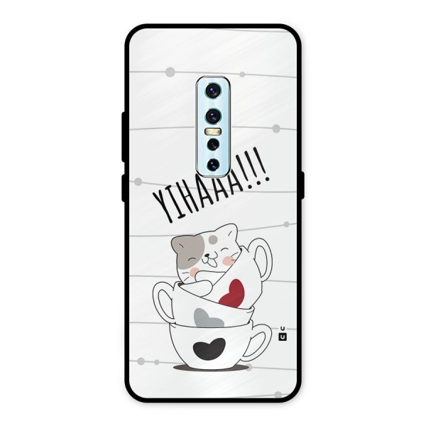 Cute Cat Cup Metal Back Case for Vivo V17 Pro