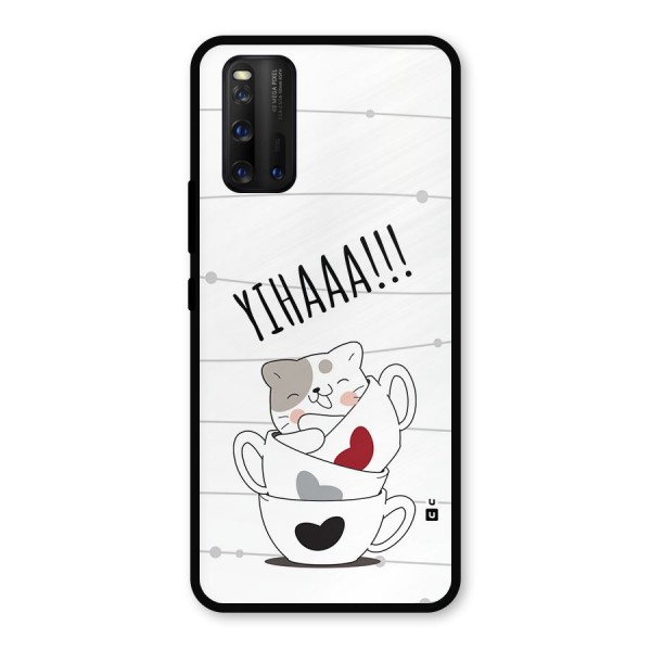 Cute Cat Cup Metal Back Case for iQOO 3