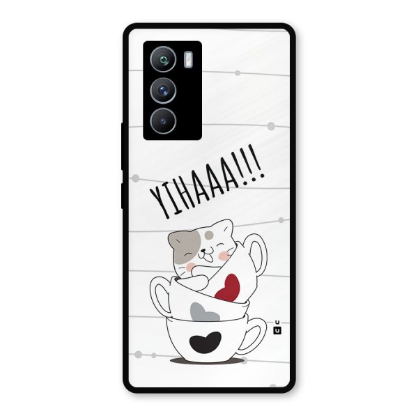 Cute Cat Cup Metal Back Case for iQOO 9 SE