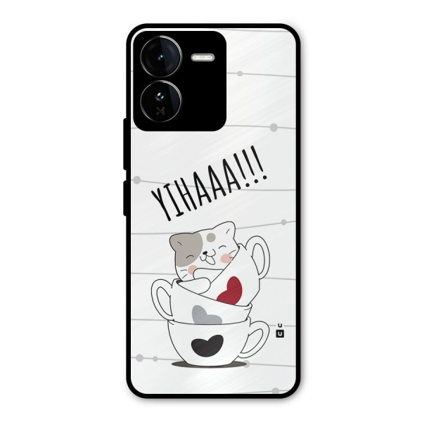 Cute Cat Cup Metal Back Case for iQOO Z9