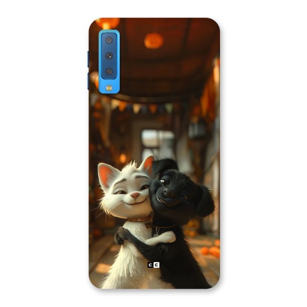 Cute Cat Dog Back Case for Galaxy A7 (2018)