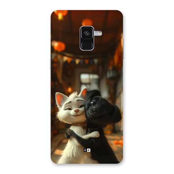 Cute Cat Dog Back Case for Galaxy A8 Plus