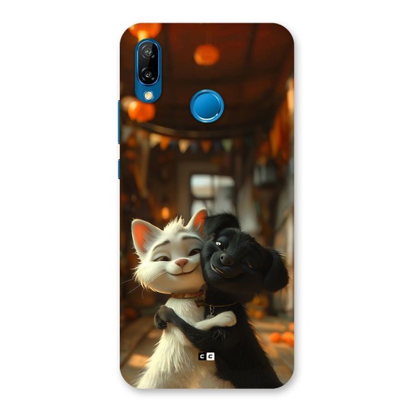 Cute Cat Dog Back Case for Huawei P20 Lite