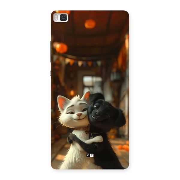 Cute Cat Dog Back Case for Huawei P8