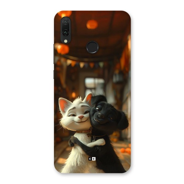 Cute Cat Dog Back Case for Huawei Y9 (2019)