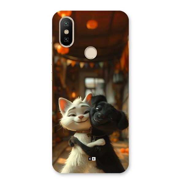 Cute Cat Dog Back Case for Mi A2