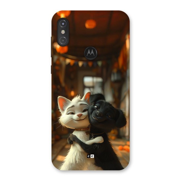 Cute Cat Dog Back Case for Motorola One Power