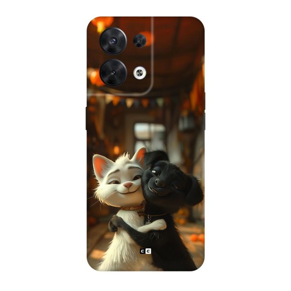 Cute Cat Dog Back Case for Oppo Reno8 5G