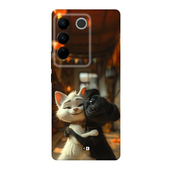 Cute Cat Dog Back Case for Vivo V27