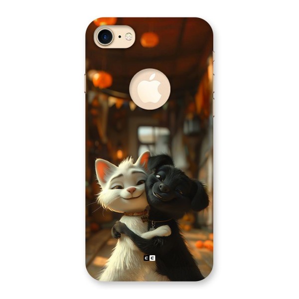 Cute Cat Dog Back Case for iPhone 8 Logo Cut