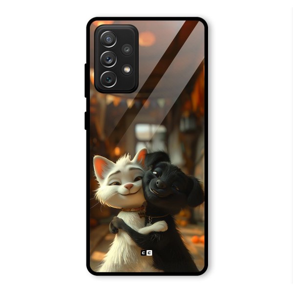 Cute Cat Dog Glass Back Case for Galaxy A72