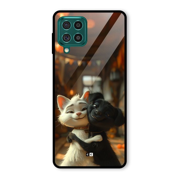 Cute Cat Dog Glass Back Case for Galaxy F62