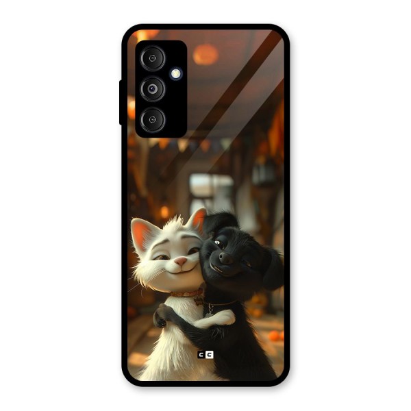 Cute Cat Dog Glass Back Case for Galaxy M14 5G