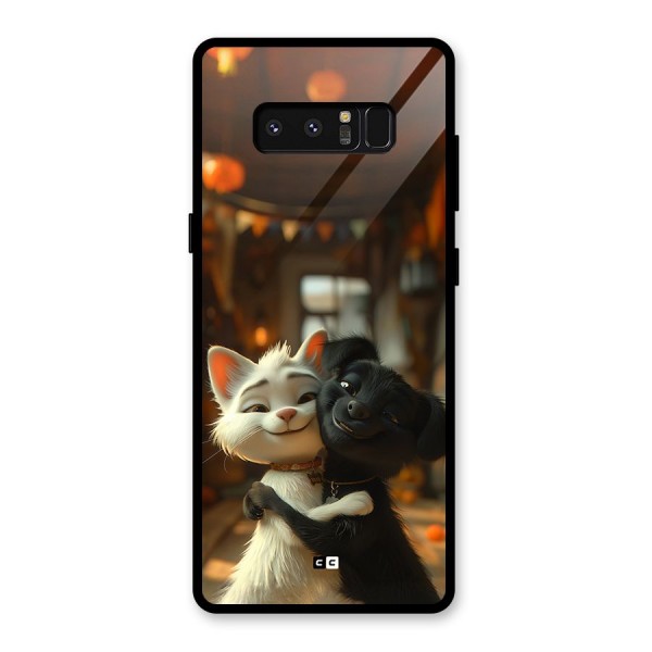 Cute Cat Dog Glass Back Case for Galaxy Note 8