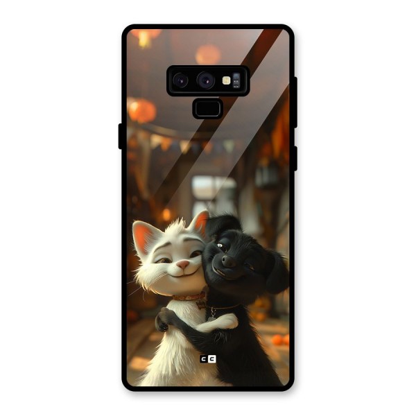 Cute Cat Dog Glass Back Case for Galaxy Note 9