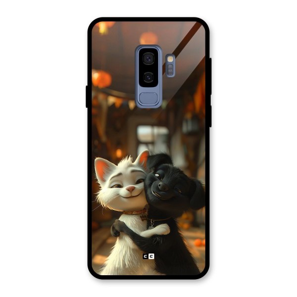 Cute Cat Dog Glass Back Case for Galaxy S9 Plus