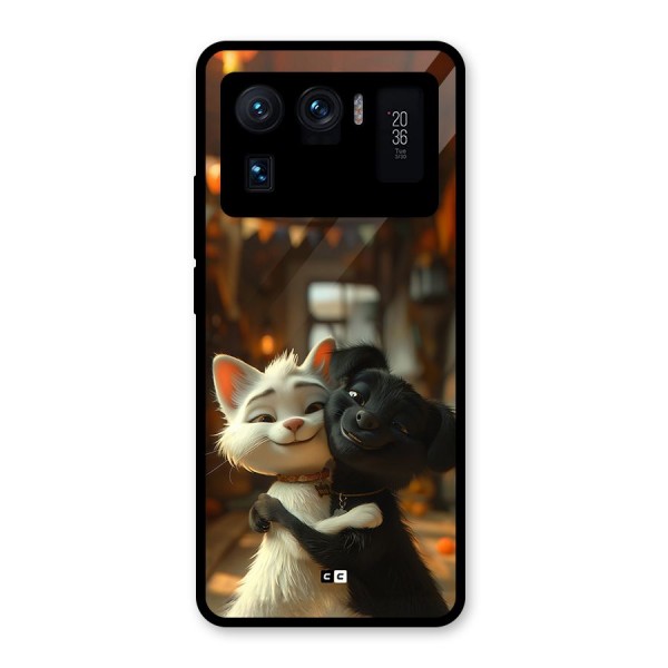 Cute Cat Dog Glass Back Case for Mi 11 Ultra