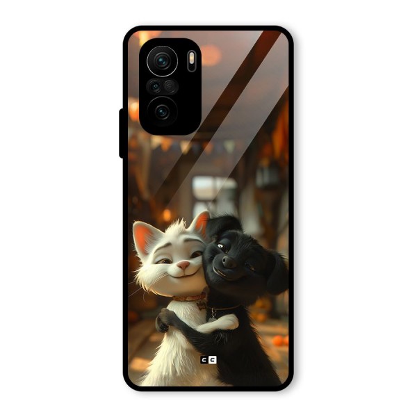 Cute Cat Dog Glass Back Case for Mi 11x