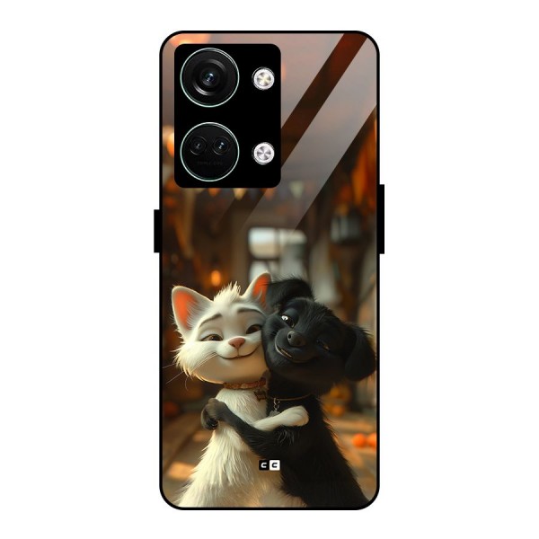 Cute Cat Dog Glass Back Case for Oneplus Nord 3