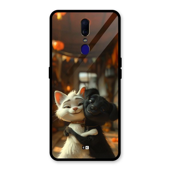 Cute Cat Dog Glass Back Case for Oppo F11