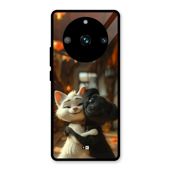 Cute Cat Dog Glass Back Case for Realme 11 Pro