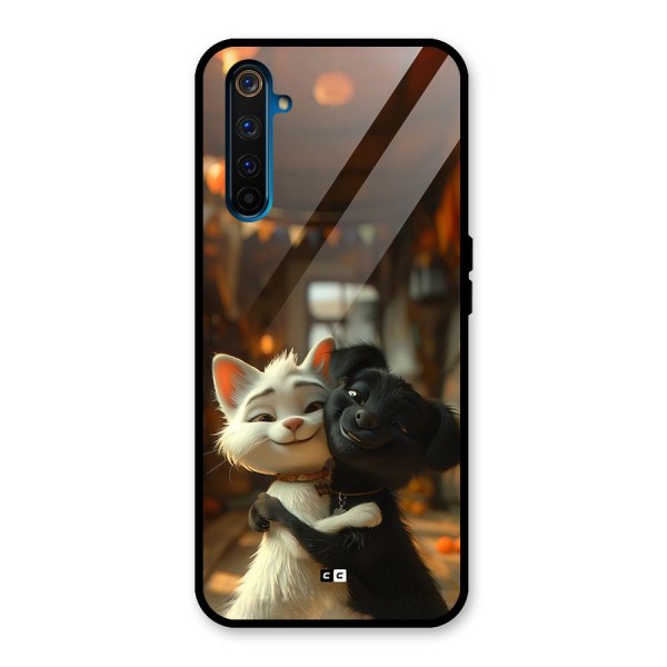 Cute Cat Dog Glass Back Case for Realme 6 Pro