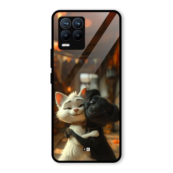 Cute Cat Dog Glass Back Case for Realme 8 Pro