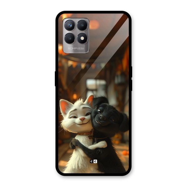 Cute Cat Dog Glass Back Case for Realme 8i