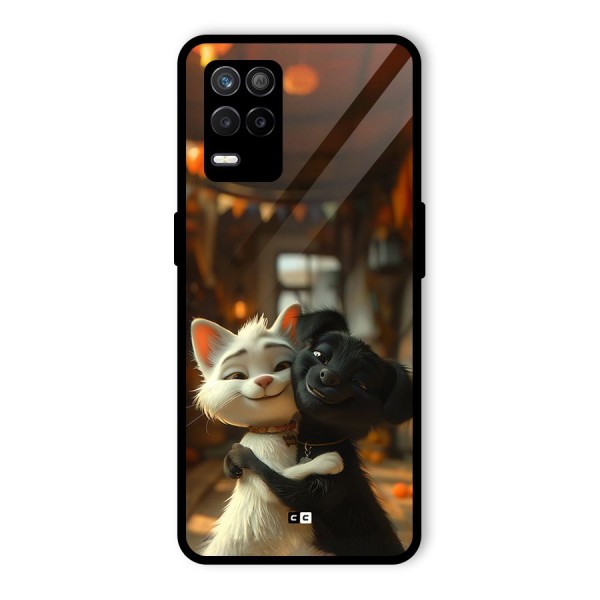 Cute Cat Dog Glass Back Case for Realme 8s 5G