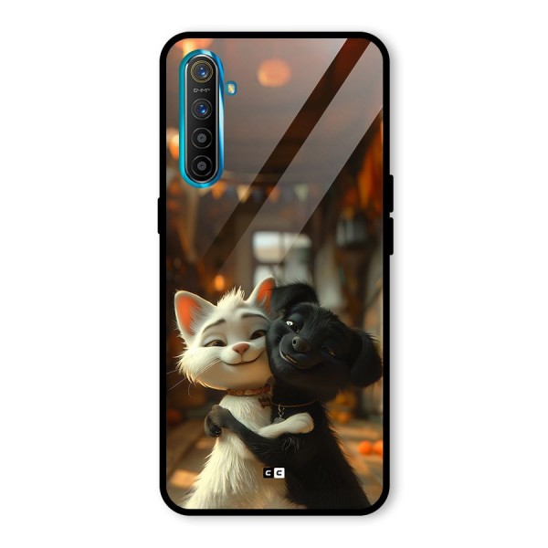 Cute Cat Dog Glass Back Case for Realme X2