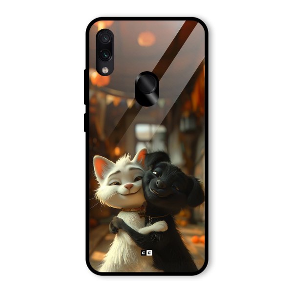 Cute Cat Dog Glass Back Case for Redmi Note 7