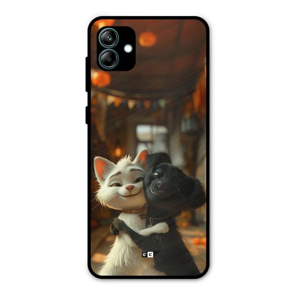 Cute Cat Dog Metal Back Case for Galaxy A04