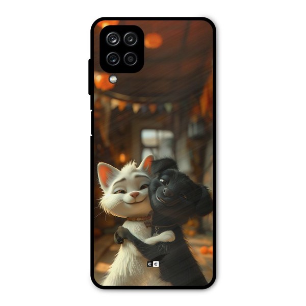 Cute Cat Dog Metal Back Case for Galaxy A12