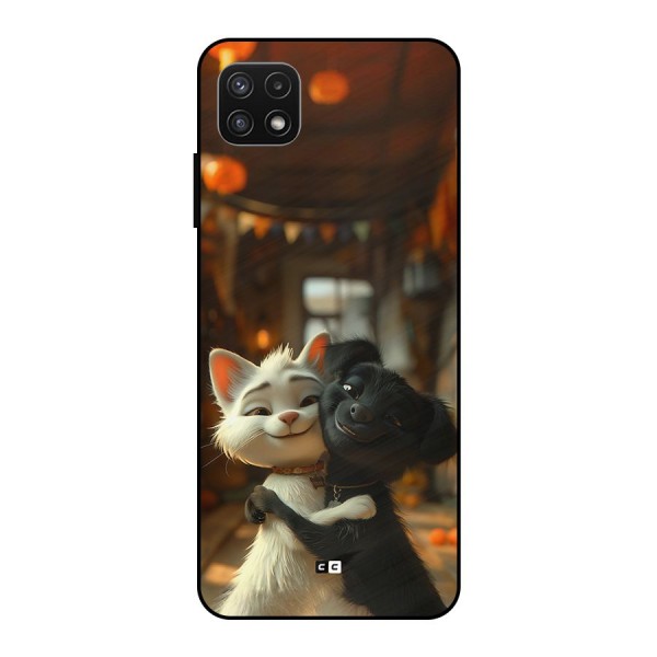 Cute Cat Dog Metal Back Case for Galaxy A22 5G