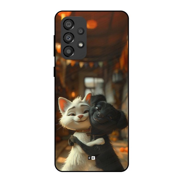 Cute Cat Dog Metal Back Case for Galaxy A33 5G