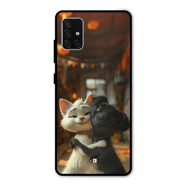 Cute Cat Dog Metal Back Case for Galaxy A51