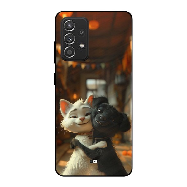 Cute Cat Dog Metal Back Case for Galaxy A52