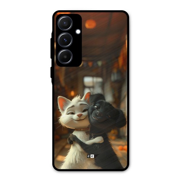 Cute Cat Dog Metal Back Case for Galaxy A55