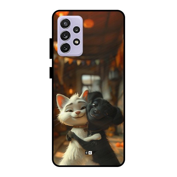 Cute Cat Dog Metal Back Case for Galaxy A72