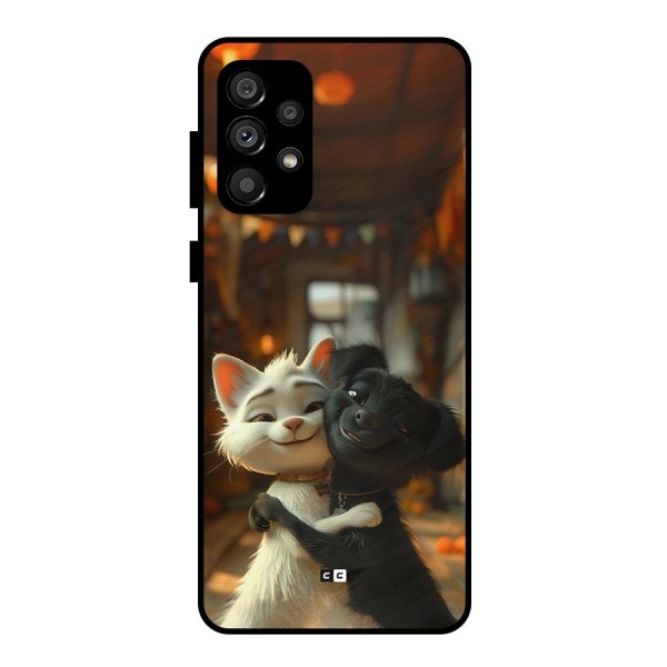 Cute Cat Dog Metal Back Case for Galaxy A73 5G