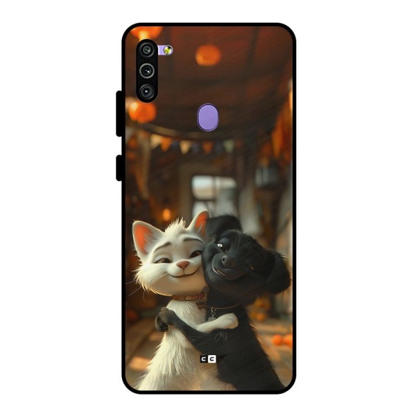 Cute Cat Dog Metal Back Case for Galaxy M11