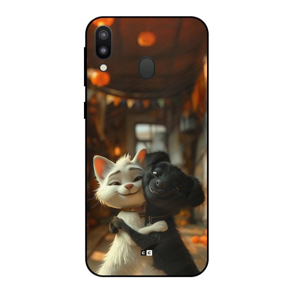 Cute Cat Dog Metal Back Case for Galaxy M20