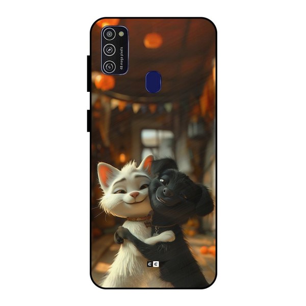 Cute Cat Dog Metal Back Case for Galaxy M21