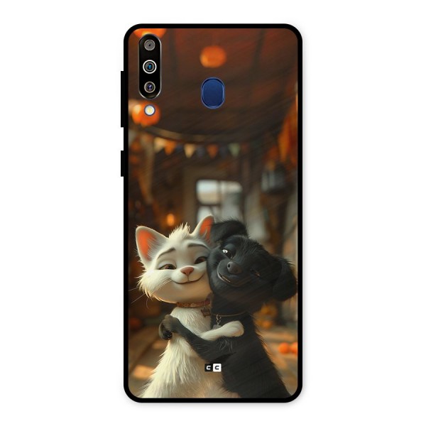 Cute Cat Dog Metal Back Case for Galaxy M30